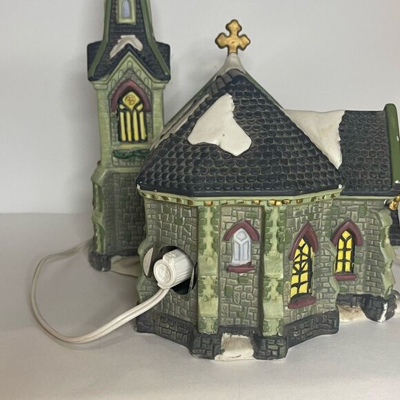 2002 Christmas Streets Church Collection Porcelain House Lighted Window - Picture 7 of 16